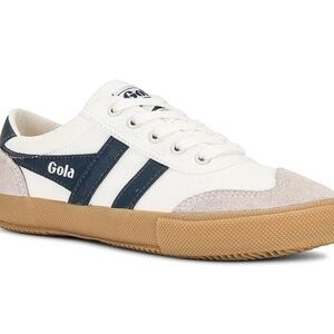 Gola Women's White and Navy Sneakers with Tan Sole